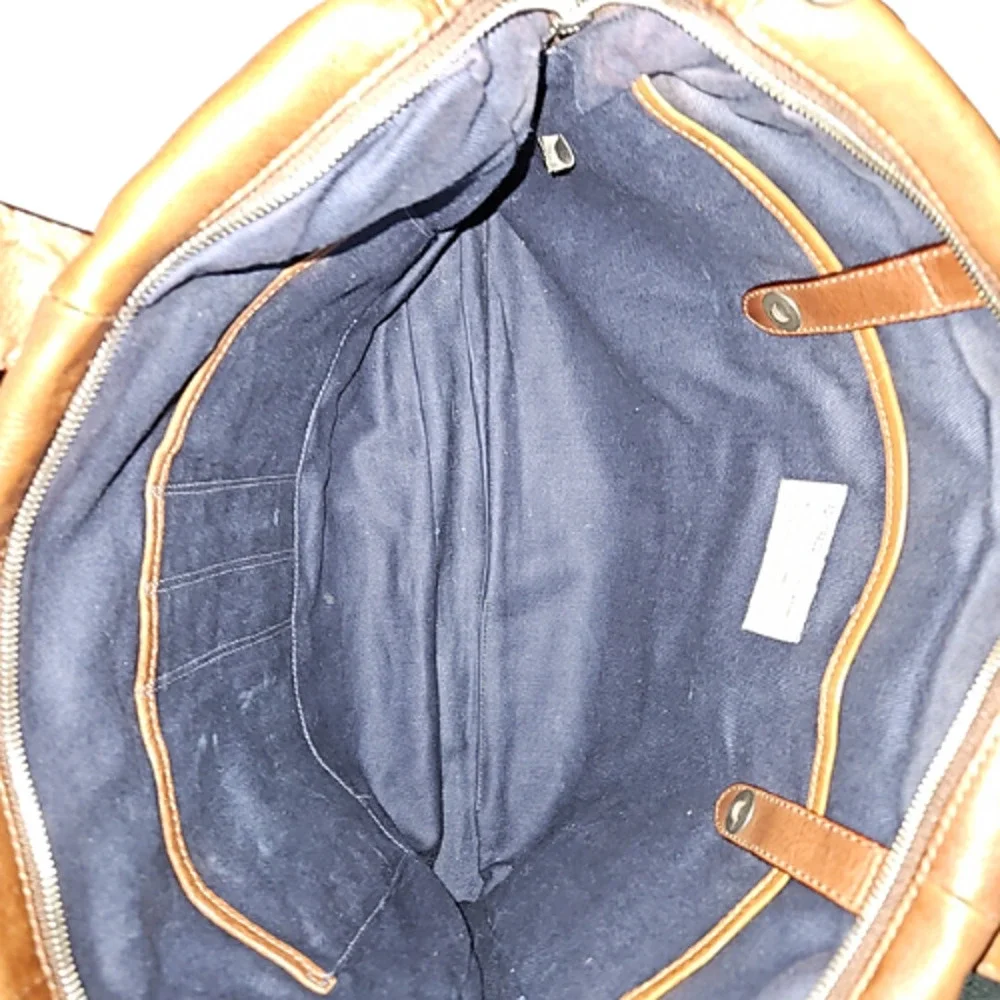 Jack Spade Men's Adjustable Strap Leather Briefcase Laptop Bag Brown Pre-owned